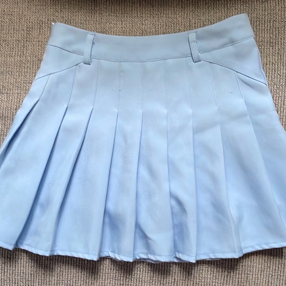 Blue Pleated Skirt
